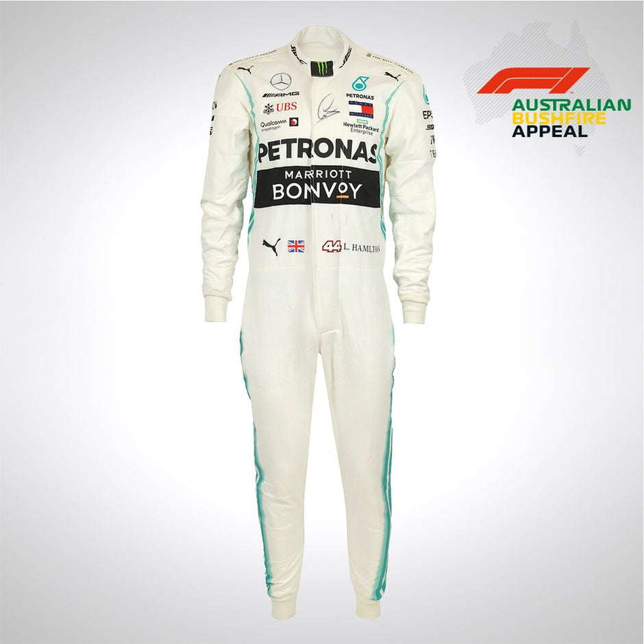2019 Lewis Hamilton Signed Original Worn Mercedes AMG F1 Suit